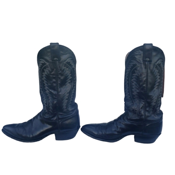 Justin Vintage Black Genuine Leather Cowgirl Western Pull-On Boot Women's 10.5 D - Picture 6 of 16